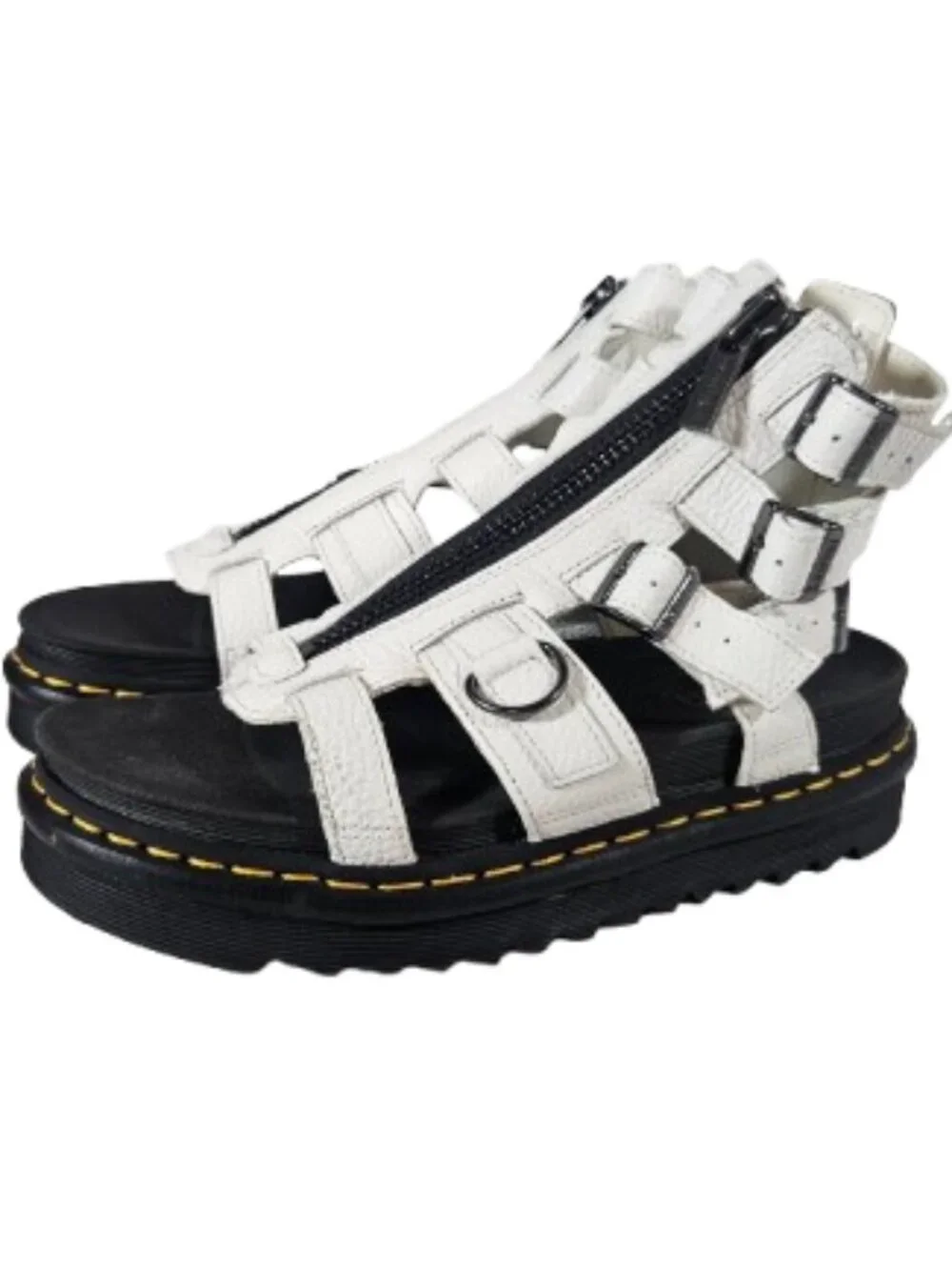 Dr. Martens Olson White Sandals Women's Size 10 Gladiator Platform Buckle